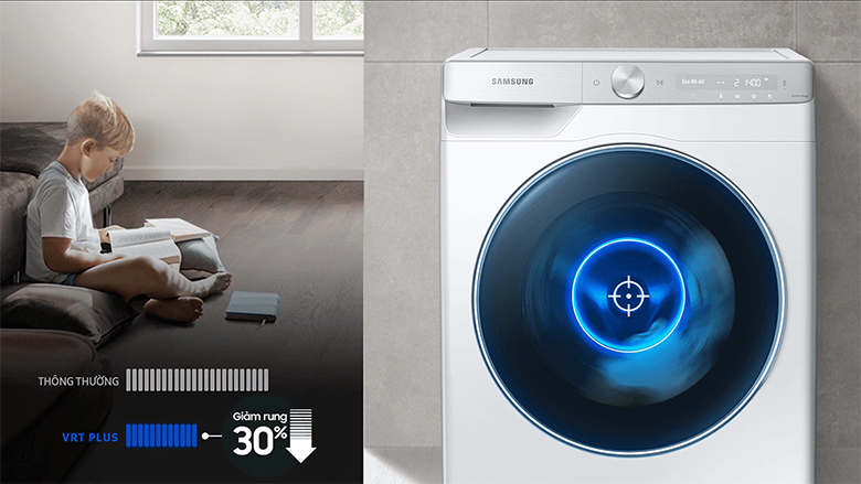 Công nghệ VRT Plus giúp máy giặt samsung êm ái, chống rung