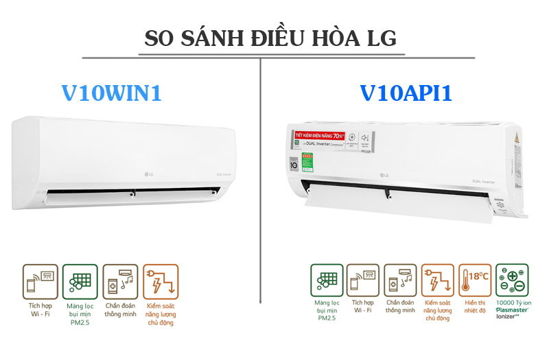 So sánh điều hòa LG V10WIN1 với V10API1
