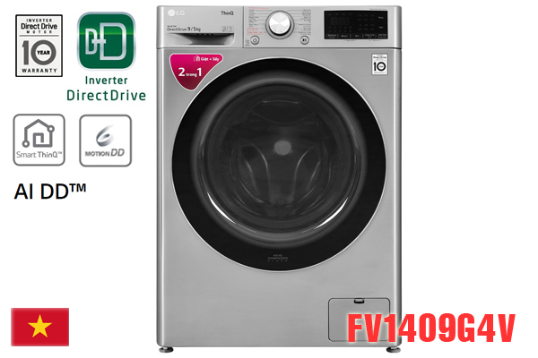 LG FV1409G4V, Máy giặt LG 9kg có sấy 5kg [Giá rẻ nhất 2021]