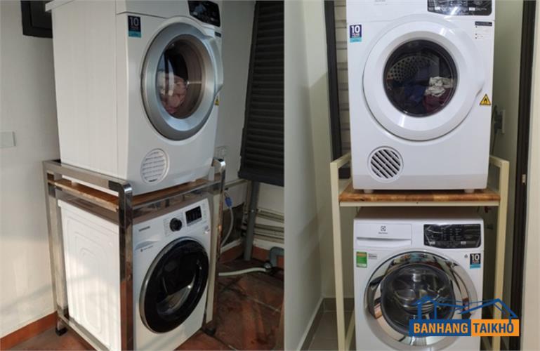 cách để máy giặt máy sấy chồng lên nhau dùng giá cố định