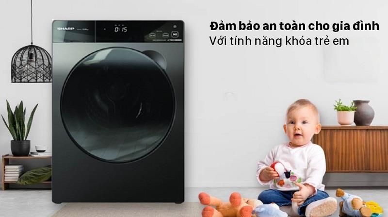 Máy giặt Sharp ES-FK954SV-G khóa trẻ em