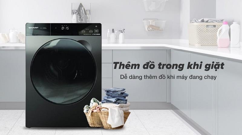 Máy giặt Sharp ES-FK954SV-G thêm đồ khi đang giặt