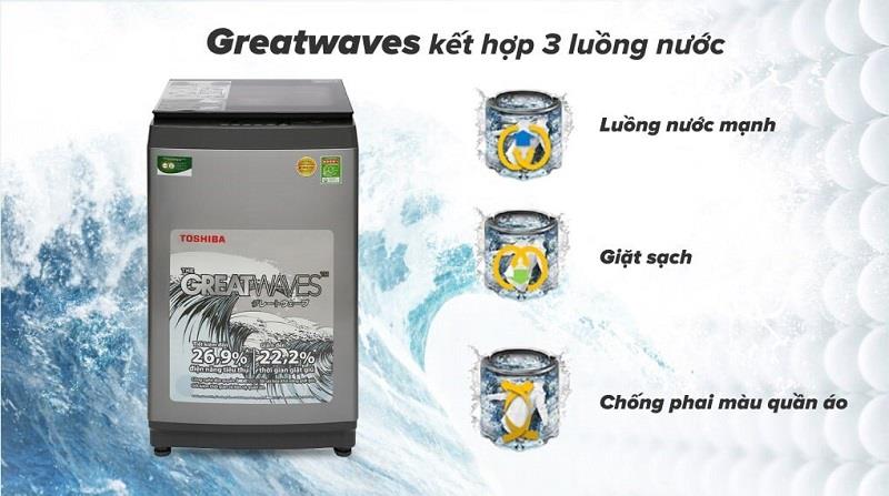 Máy giặt Toshiba 8kg AW-K905DV(SG) Công nghệ Great Waves