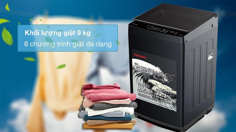 Máy giặt Toshiba 9kg AW-M1000FV(MK) 8 chương trình giặt