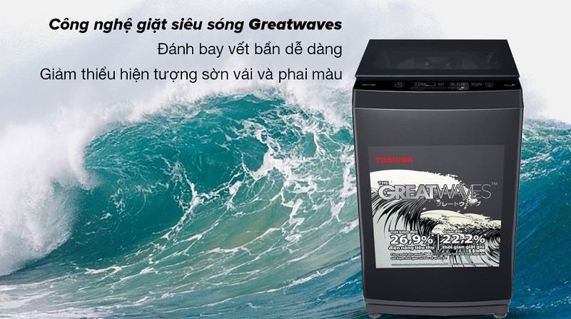 Máy giặt Toshiba 9kg AW-M1000FV(MK) Công nghệ giặt Great Waves