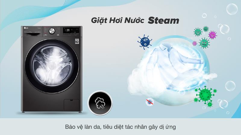 Công nghệ Steam trên máy giặt LG FV1412S3B