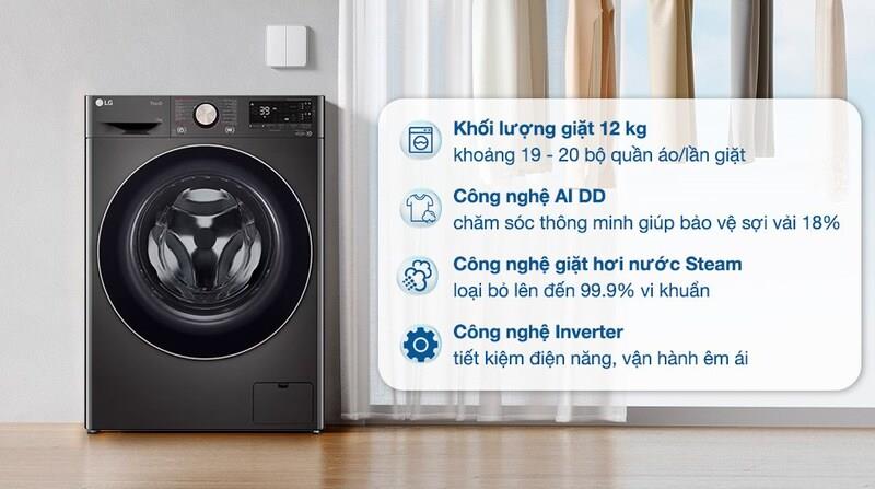 Máy giặt LG FV1412S3B sở hữu công nghệ Inverter giúp tiết kiệm điện