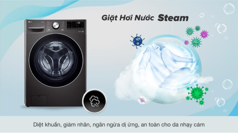 Máy giặt sấy LG F2515RTGB giặt hơi nước Steam+