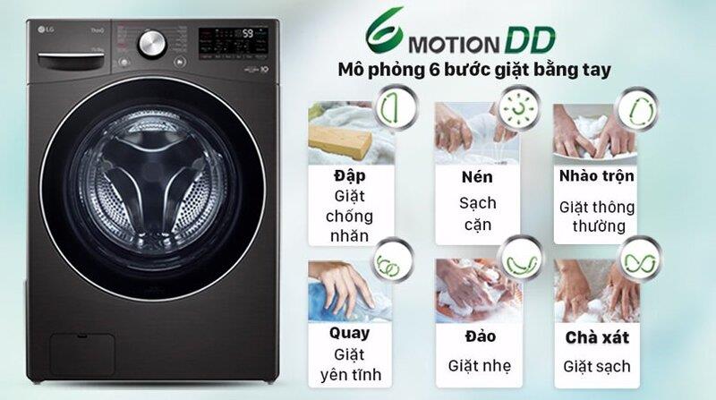 Máy giặt sấy LG F2515RTGB Công nghệ giặt 6 Motion DD