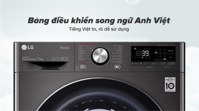 Máy giặt sấy LG FV1410D4M1 Bảng điều khiển song ngữ