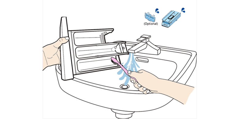 Cách làm sạch ngăn chứa nước giặt, nước xả máy giặt Samsung -6