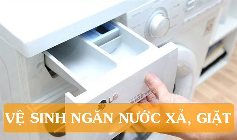 Vệ sinh máy giặt LG ngăn chứa chất tẩy rửa