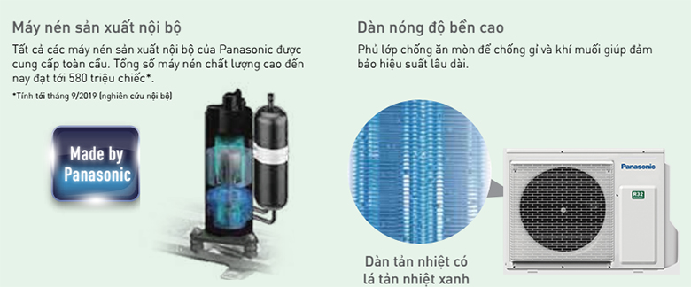 Điều hòa âm trần Panasonic độ bền cao dàn đồng, cánh tản nhiệt màu xanh