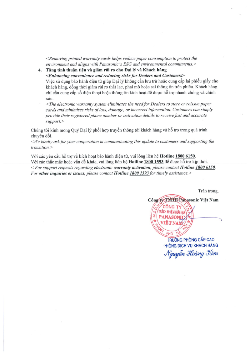 Panasonic ngừng phiếu bảo hành giấy điều hòa dân dụng từ 1/1/2026-2