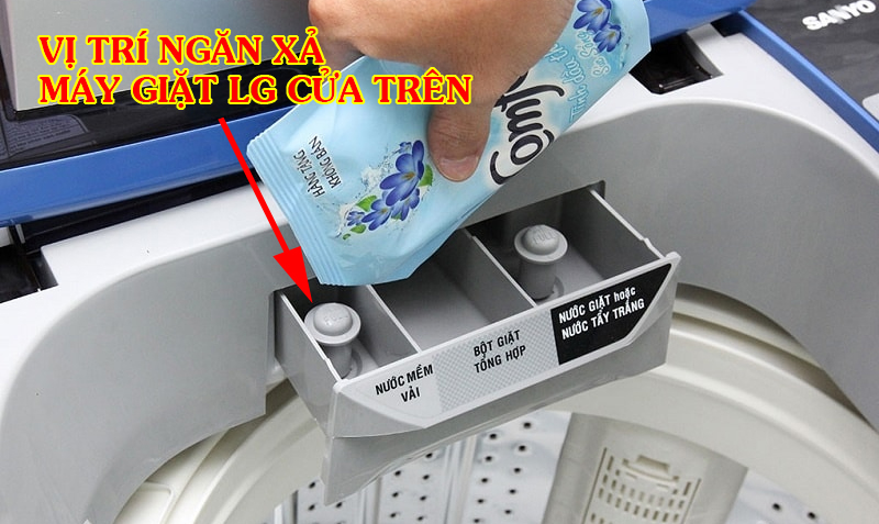 Vị trí ngăn nước xả máy giặt LG cửa trên